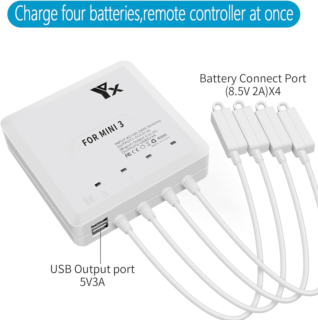 LYONGTECH Akku Ladegerät für DJI Mini 4/3 Pro,Mini 3 Drohne,6 in 1 Parallel Battery Charger Hub,Char