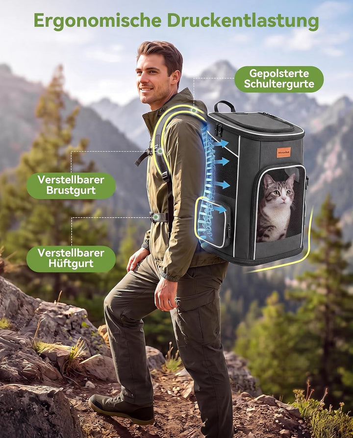 Morpilot Katzenrucksack, Hunderucksack für Katzen und Hunde Welpen, Atmungsaktive und Faltbare Haust