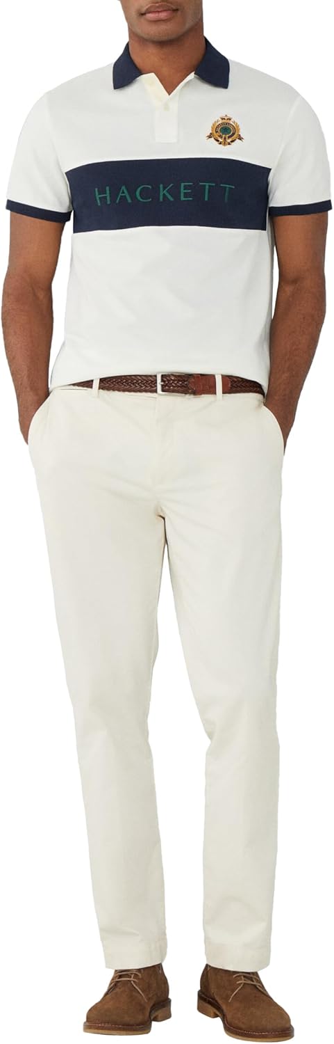 Hackett London Herren Heritage Panel Polo Polohemd XXL White (White), XXL White (White)