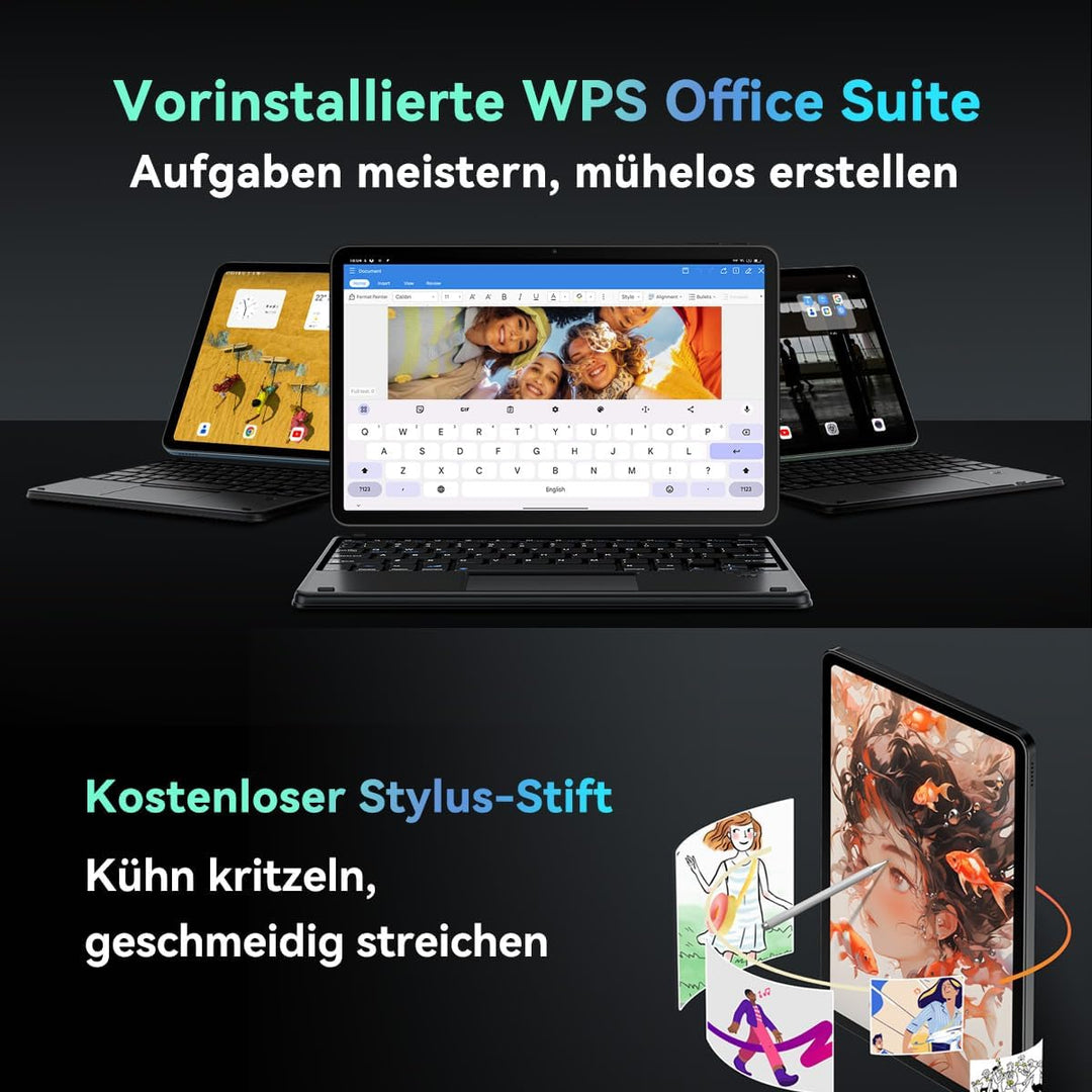 Blackview Mega2 12 Zoll Tablet mit Tastatur, 2K FHD+ Grosses Display, 18GB RAM + 256GB ROM, Gaming T