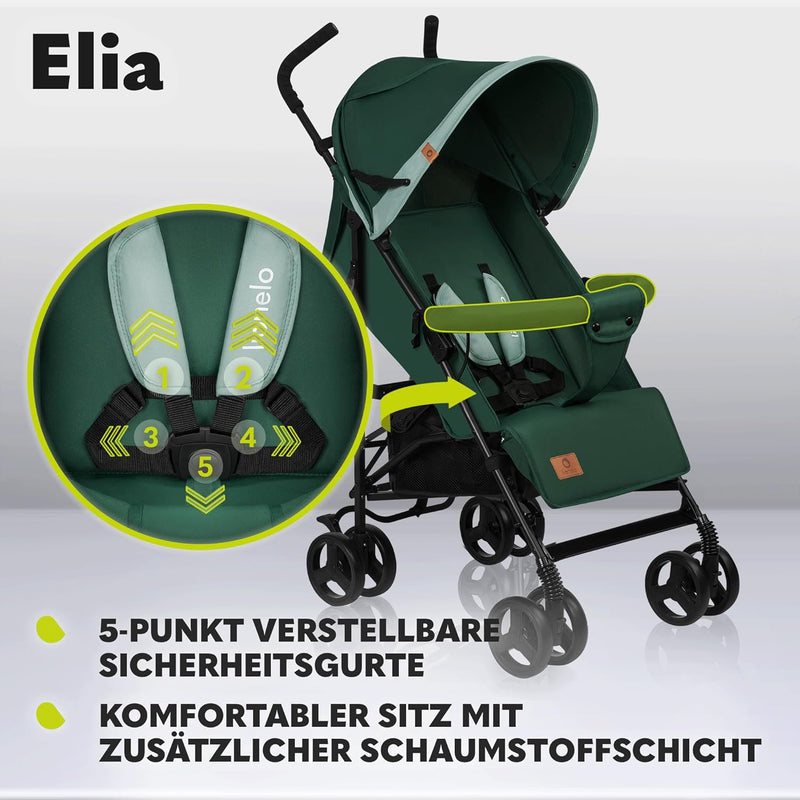 LIONELO Elia Buggy Klein Zusammenklappbar Kinderwagen Bis 15 Kg, Rücken Und Fussstützenverstellung H