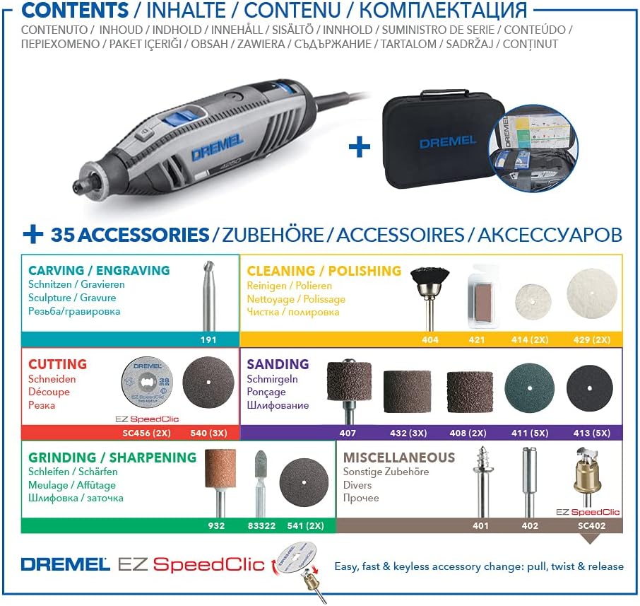 Dremel 4250 Rotationswerkzeug 175 W, Multifunktionswerkzeug-Set mit 35 Zubehören & 565 Multifunktion