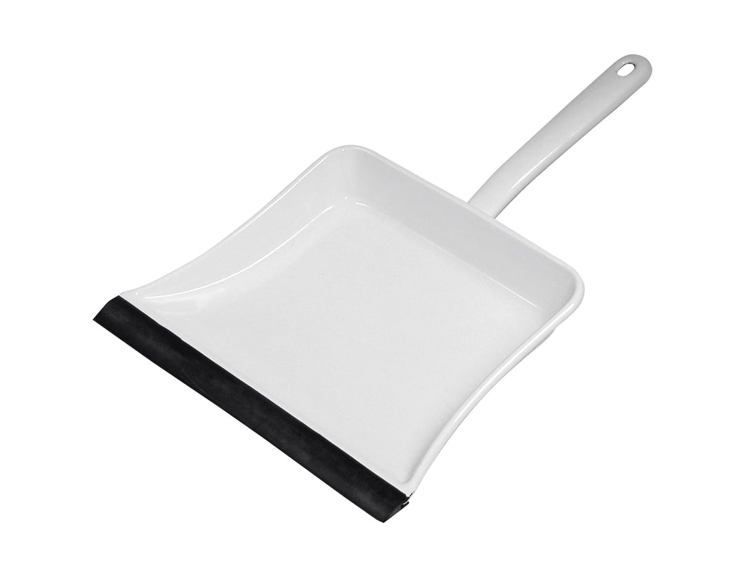 Riess, 0363-033, Staubschaufel mit Gummilippe, Classic-Weiss, Länge 40 cm, Höhe 4.8 cm, Emaille, wei
