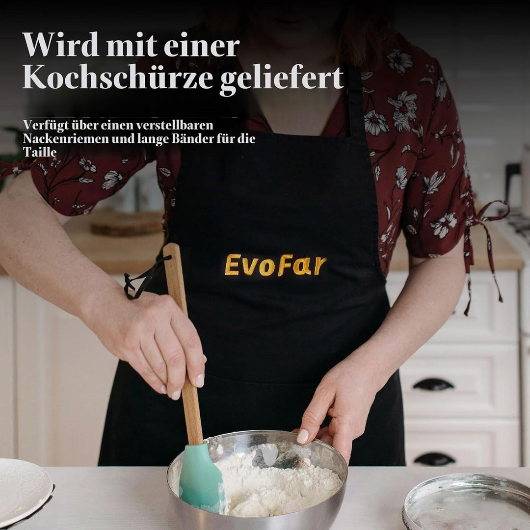 EvoFar Topfsets Edelstahl Pfannenset 14Stk Kochgeschirr Set mit Abnehmbaren Griffen, Pfanne 24cm, To