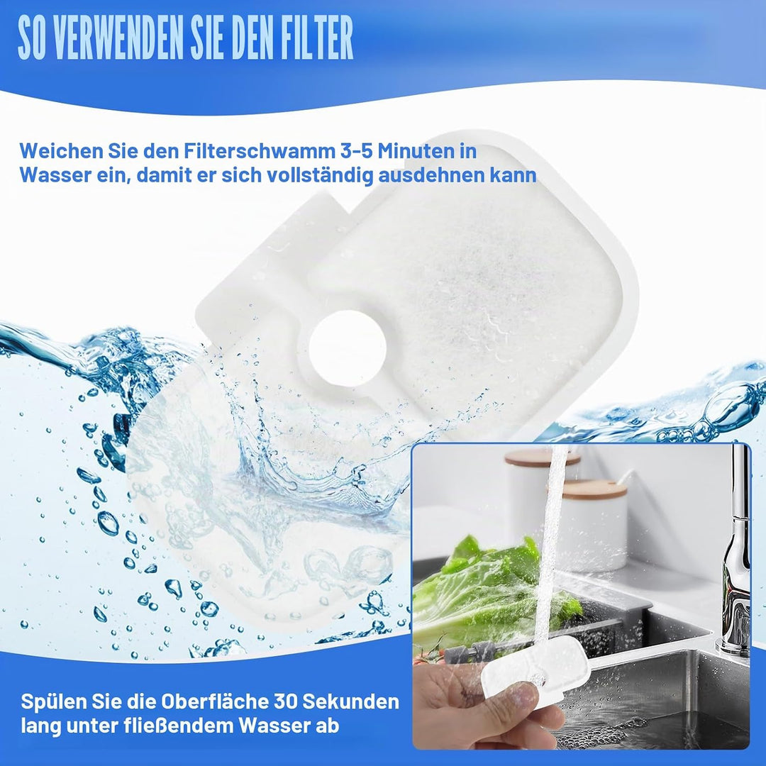 Kohlefilter Set kompatibel mit PETLIBRO Dockstream Katzenbrunnen, 24 Filterkartuschen und 24 Schwämm
