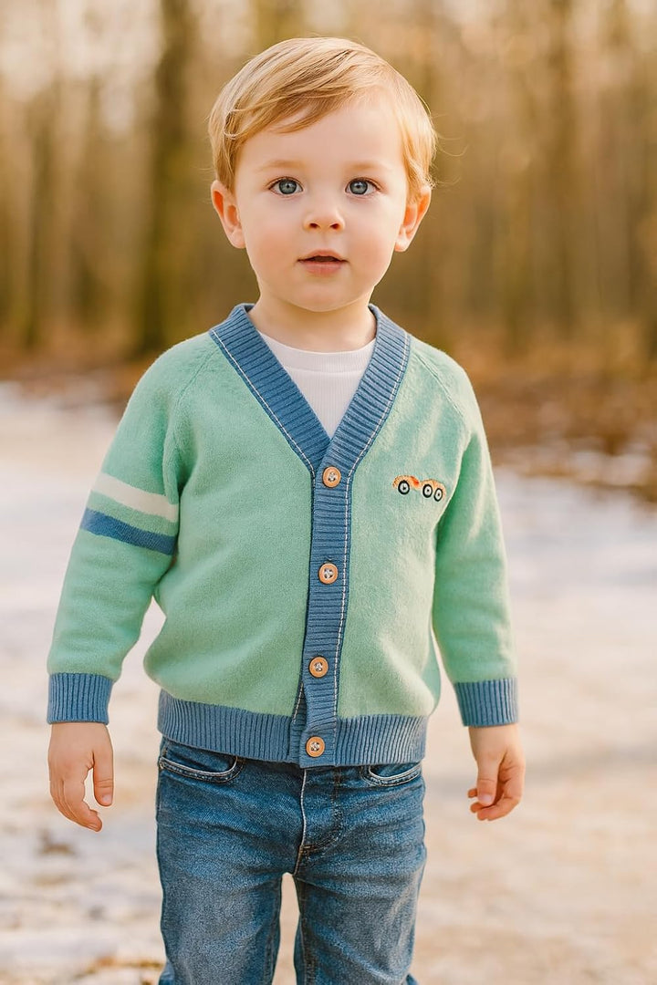 Fnaobai Kleinkind Baby Jungen Strickjacke kleine Jungen V-Ausschnitt Baumwolle Pullover Kinder Lange