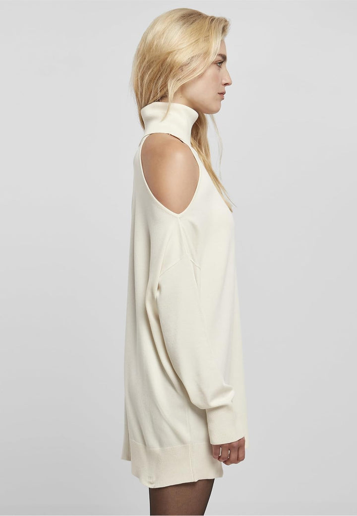 Urban Classics Damen Ladies Cold Shoulder Turtelneck Sweater XXL Whitesand, XXL Whitesand