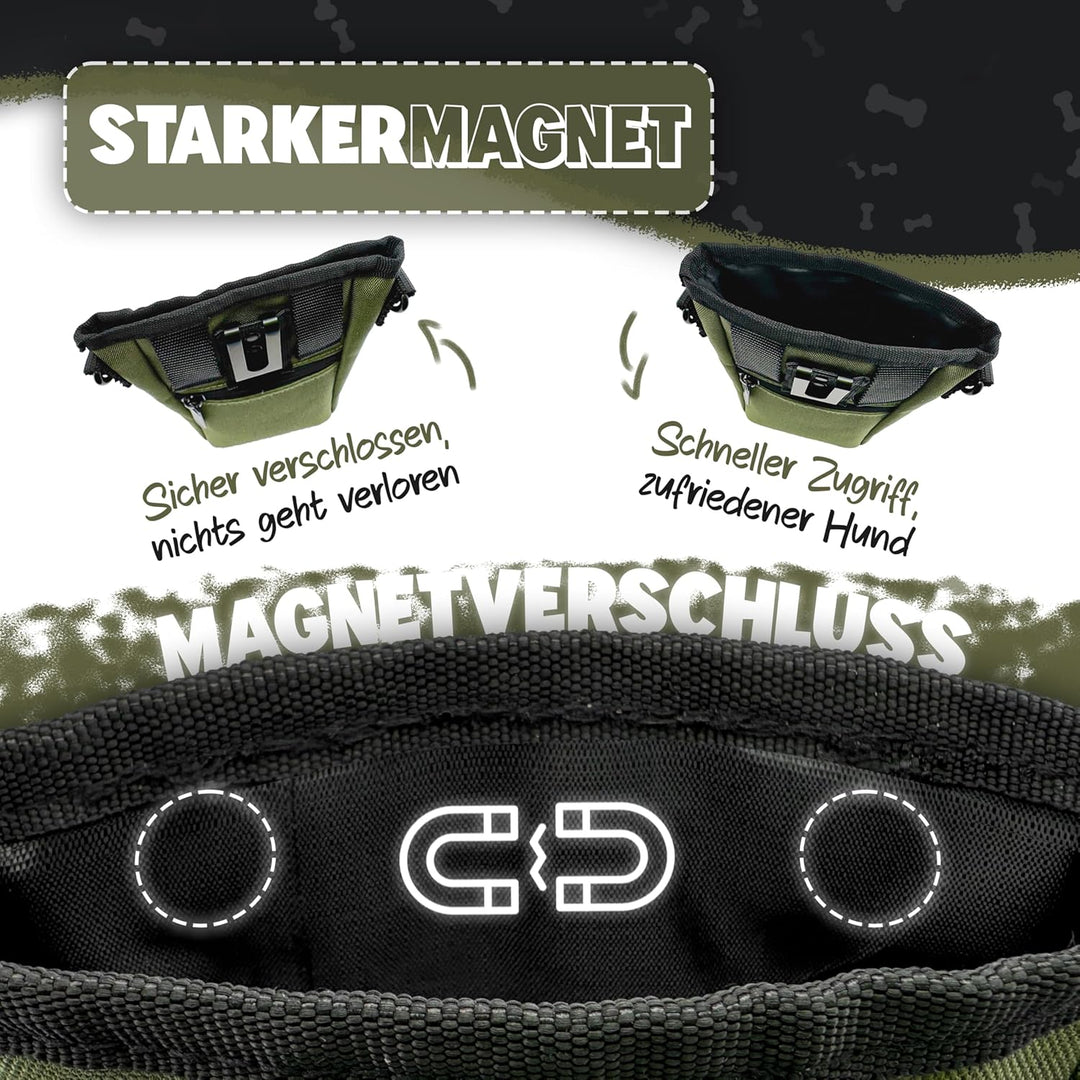 SnackKeeper Multifunktion, Leckerlibeutel Magnetverschluss, Futtertasche 650ml Trockenfutter, Snackb