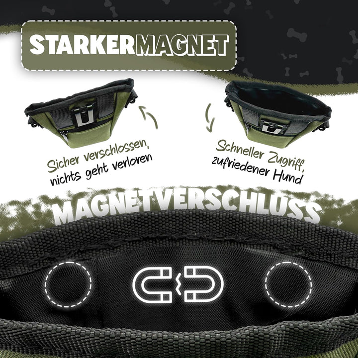 SnackKeeper Multifunktion, Leckerlibeutel Magnetverschluss, Futtertasche 650ml Trockenfutter, Snackb