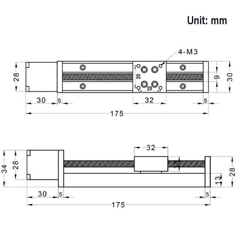 Zeberoxyz 1 STÜCKE Mini Linearschienenführung Schlittenantrieb T6x1 Leitspindel mit NEMA11 Schrittmo