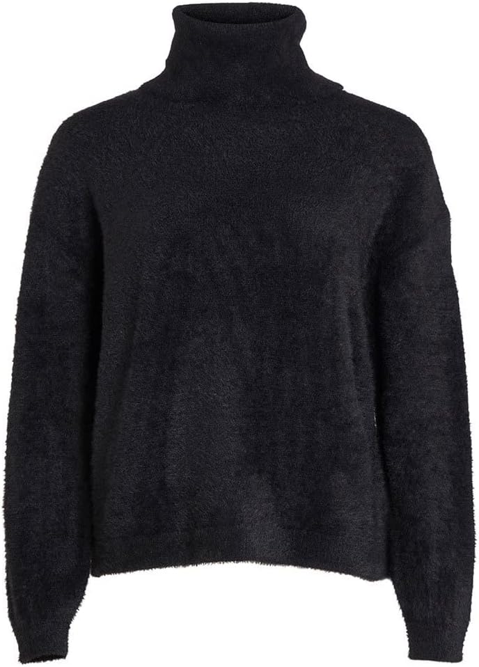 Vila Damen Vilajuli Rollneck L/S Knit-Noos Pullover XS Schwarz, XS Schwarz