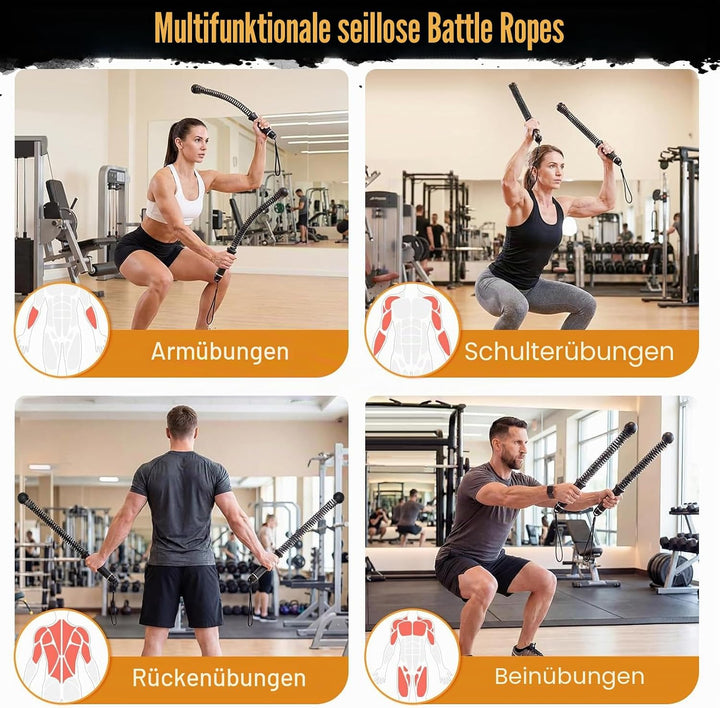 2 Stück Battle Ropes Ohne Seil,Gewichtete Ropeless Battle Ropes,Tragbare Gewichtete Seile Ohne Seil,