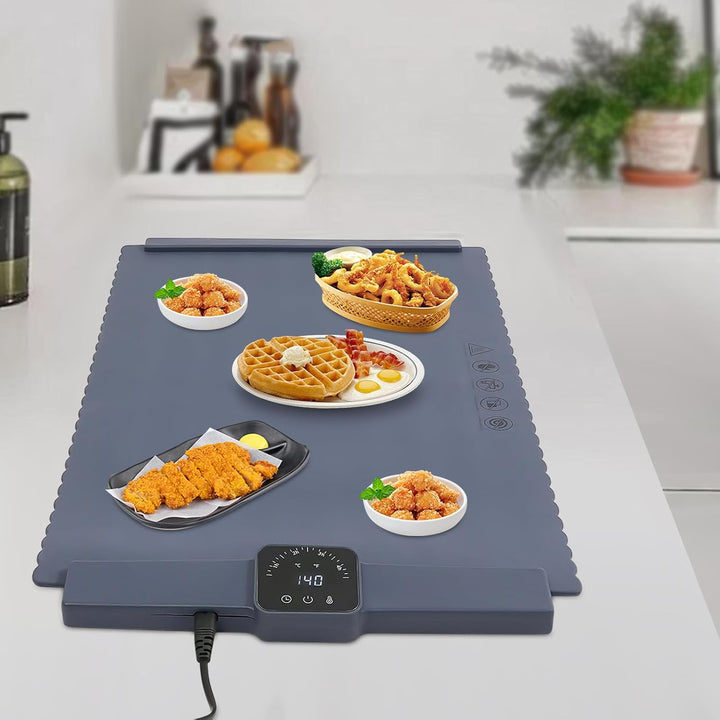Warmhaltematte für Speisen mit Touchscreen Bedienung 5 Temperaturstufen | 4 Std Timer mit Kindersich