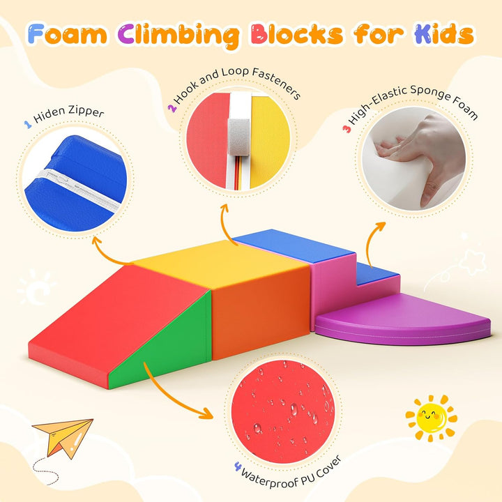 Baby-Schaumstoffbausteine, Softplay-Set für Kleinkinder von 1–3 Jahren, Baby-Kletterturm mit Rutsche