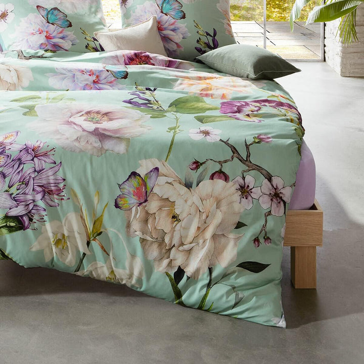 fleuresse Mako-Satin Bettwäsche Bed Art S Nuneaton mint 1 Bettbezug 200 x 200 cm + 2 Kissenbezüge 80