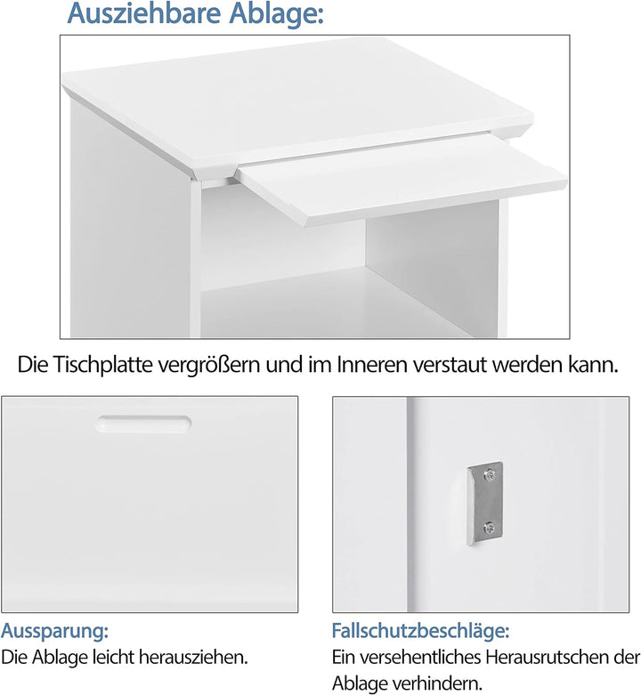 Yaheetech Nachttisch Beistelltisch mit ausziehbarer Ablage und Schublade Schlichter Nachtschrank Nac
