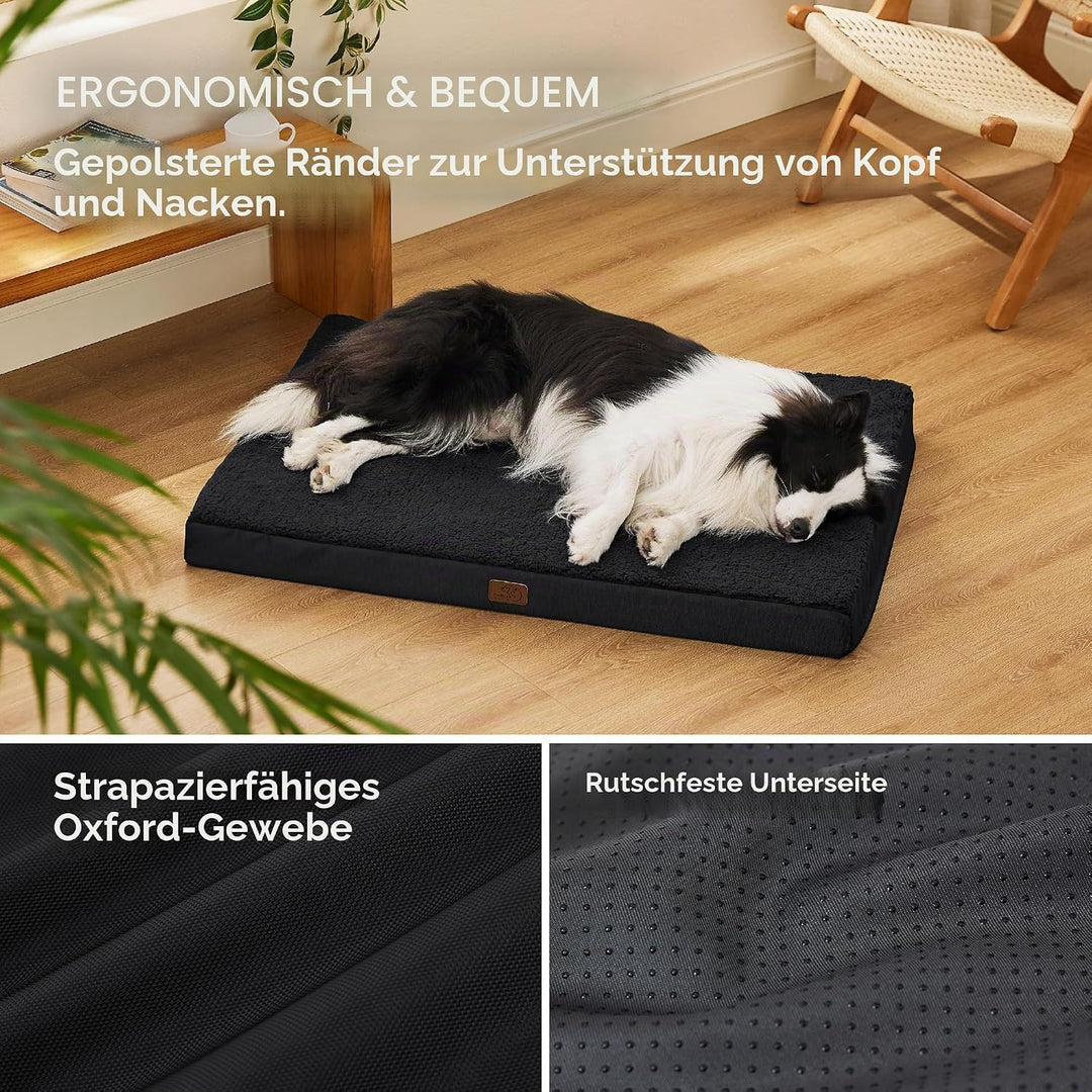 BEDSURE Orthopädisches Hundebett Grosse Hunde waschbar, 91x69cm schwarz | Egg-Crate Schaumstoff Komf