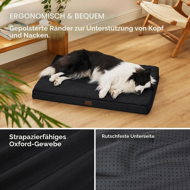 BEDSURE Orthopädisches Hundebett Grosse Hunde waschbar, 91x69cm schwarz | Egg-Crate Schaumstoff Komf