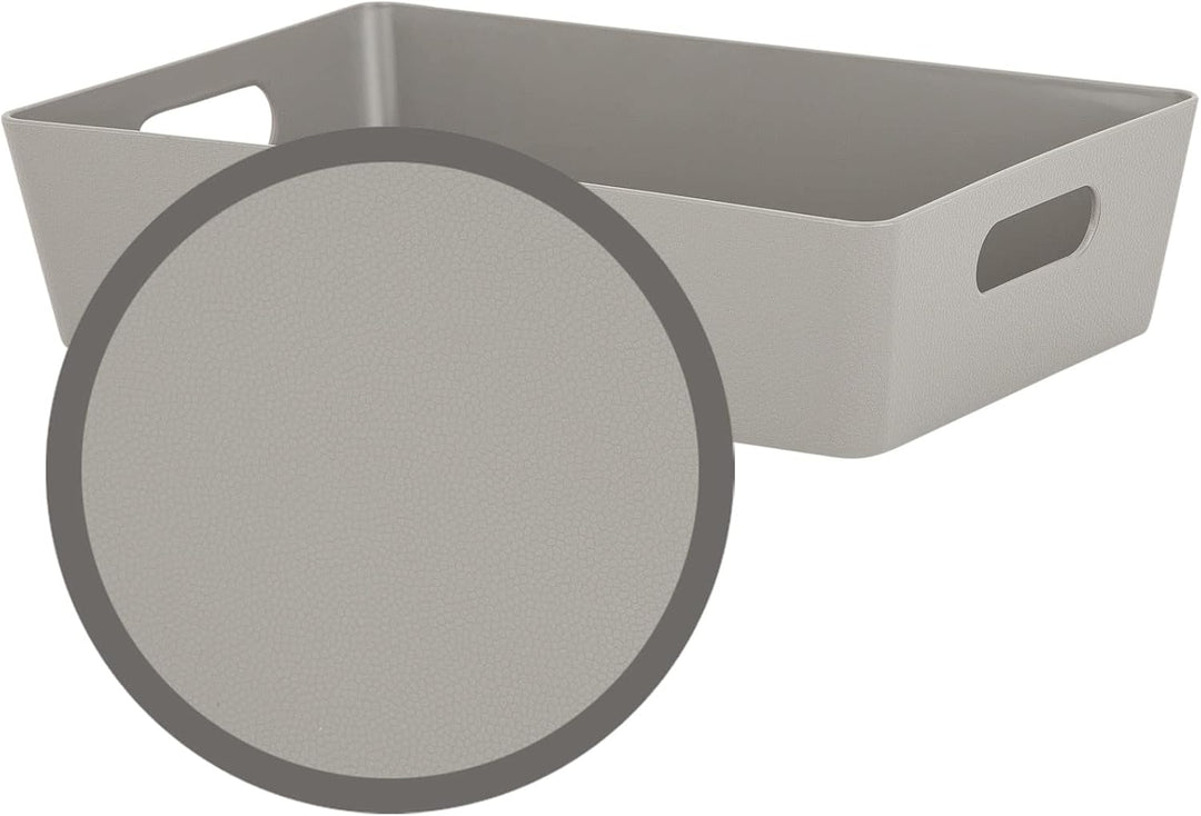 #11 12x Schubladenorganizer Ordnungsbox - 6 cm hoch - 17x25x6 - Taupe mit Lederoptik - Ordnungskorb