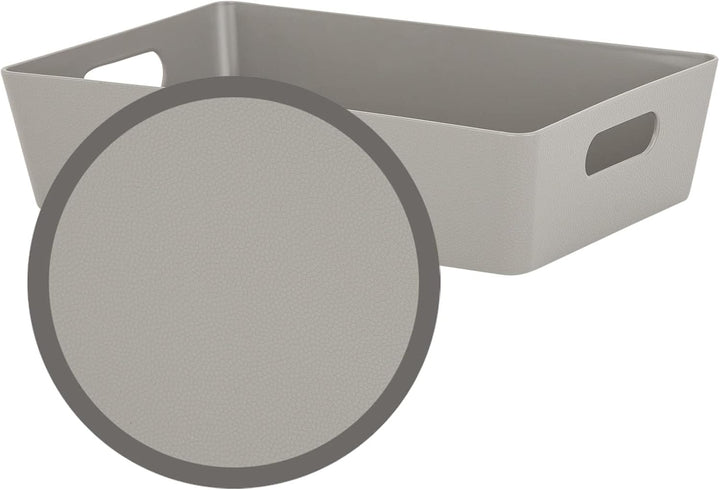 #11 12x Schubladenorganizer Ordnungsbox - 6 cm hoch - 17x25x6 - Taupe mit Lederoptik - Ordnungskorb