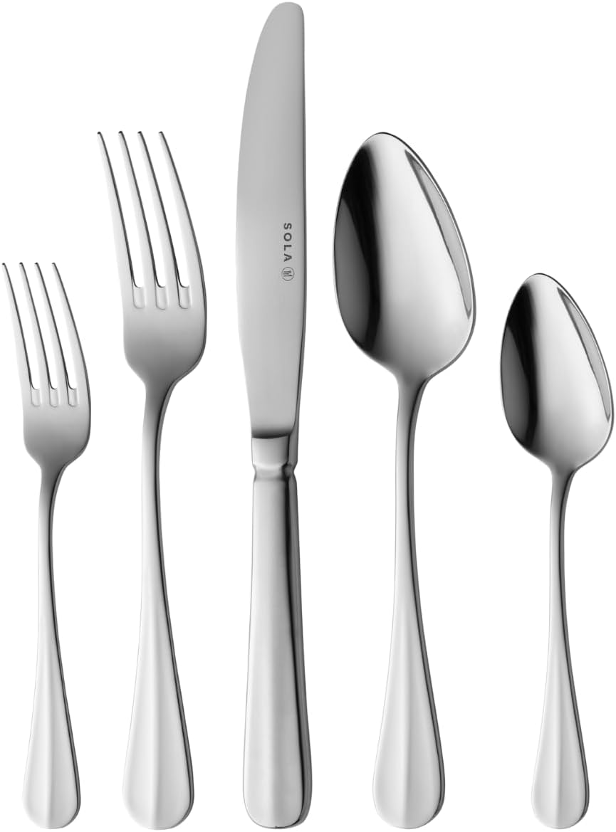 Sola Hollands Glad Besteck Set - 6 Personen Essbesteck - 50 Teilig, 18/10 Rostfreiem Stahl - Robuste