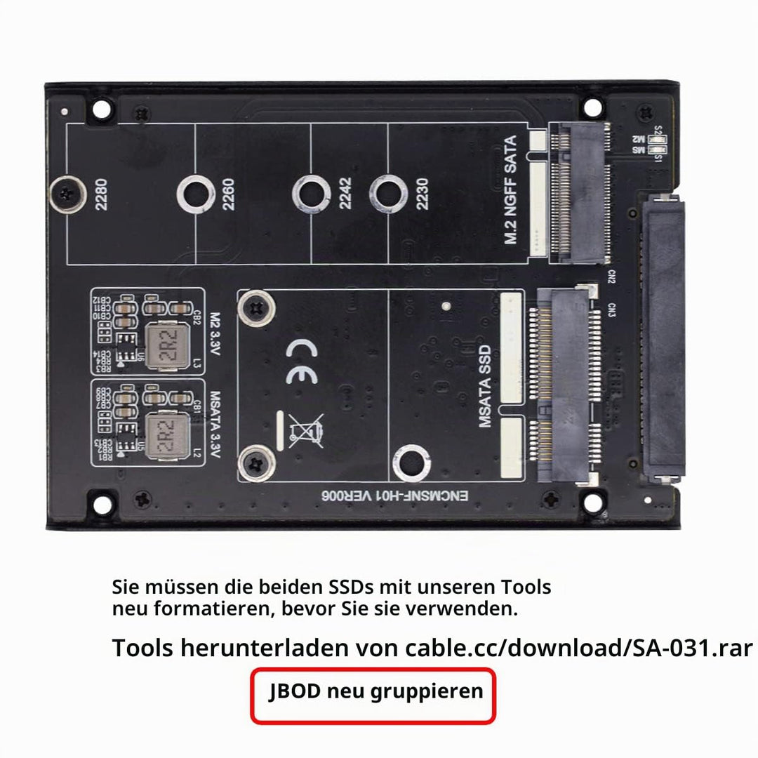 chenyang MSATA ＆ M.2 NGFF SATA SSD auf 2.5" SATA JBOD Raid0 Span Bridge HDD Disk Drive Gehäuse NGFF