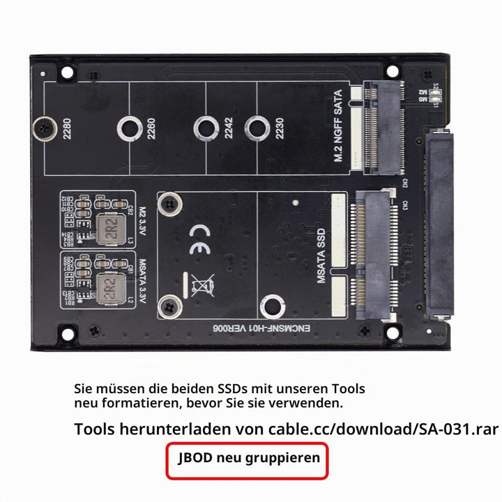 chenyang MSATA ＆ M.2 NGFF SATA SSD auf 2.5" SATA JBOD Raid0 Span Bridge HDD Disk Drive Gehäuse NGFF