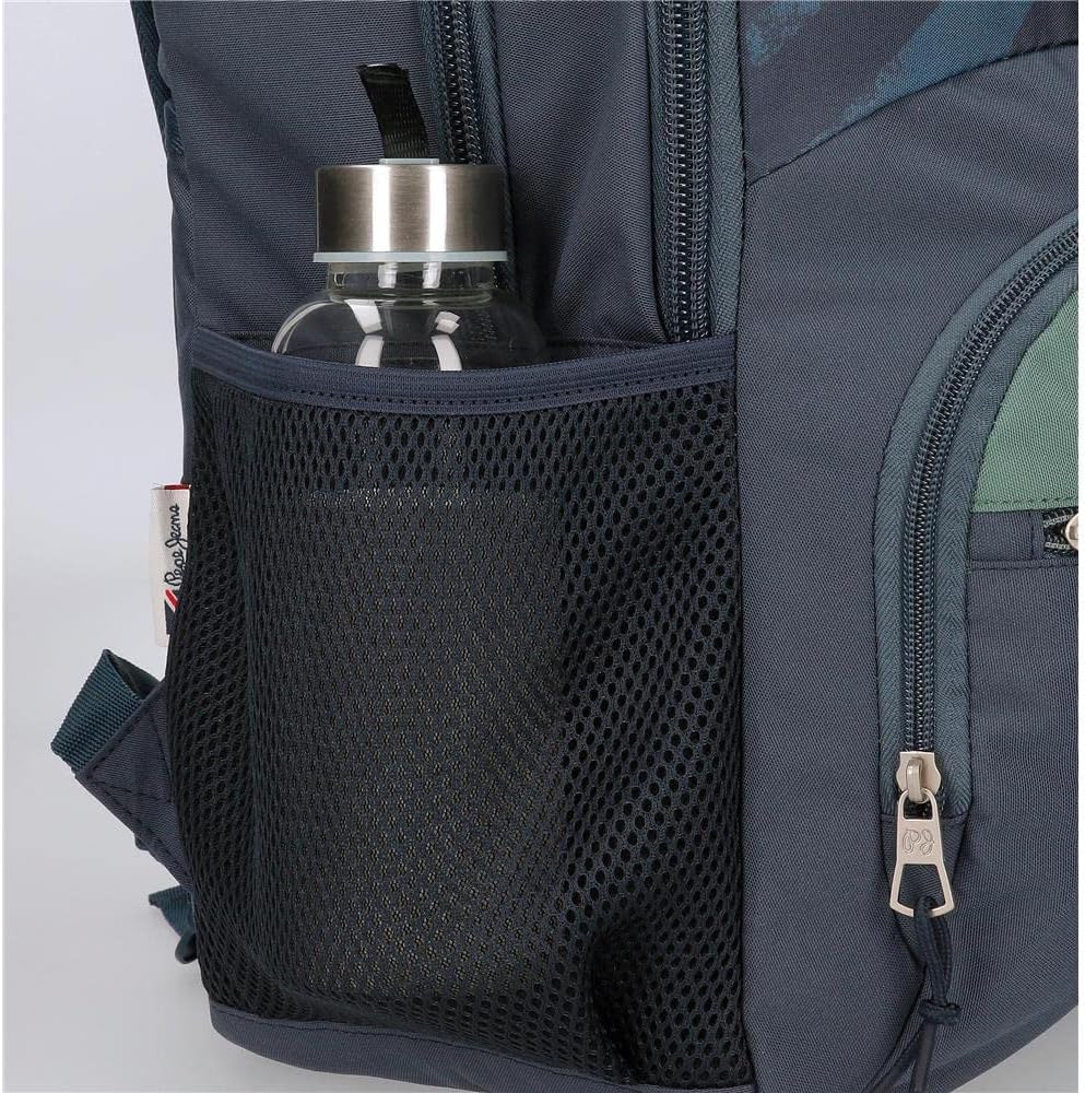Pepe Jeans Tom Schulrucksack mit Zwei Fächern Blau Rucksack 40, Rucksack 40