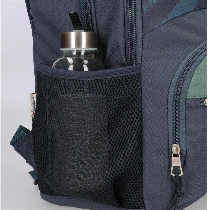 Pepe Jeans Tom Schulrucksack mit Zwei Fächern Blau Rucksack 40 + Trolley, Rucksack 40 + Trolley