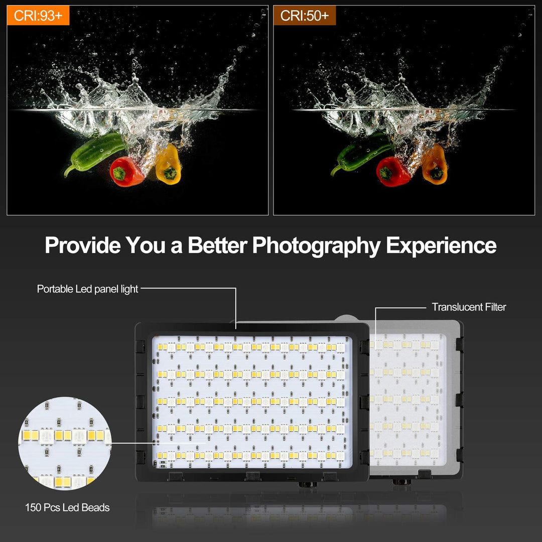 EMART 2-Pack Video Licht RGB, Dimmbare 5500K Videoleuchte LED USB mit Verstellbarem Stativ, Foto Lic