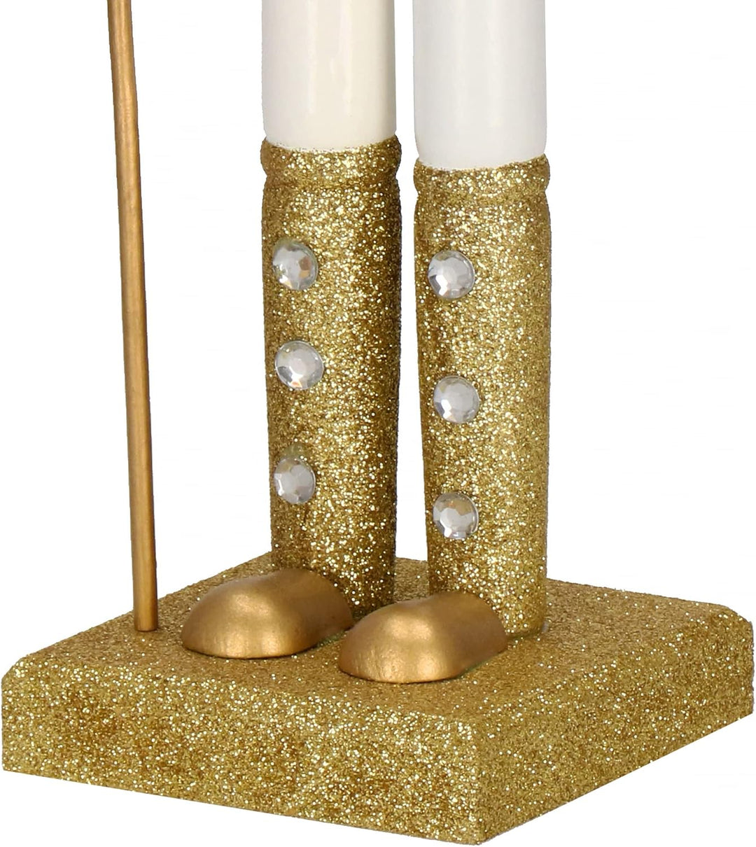 SPRINGOS Nussknacker Figur aus Holz Soldat mit Hellebarde Höhe: 38 cm mit langem Bart und Glitter We