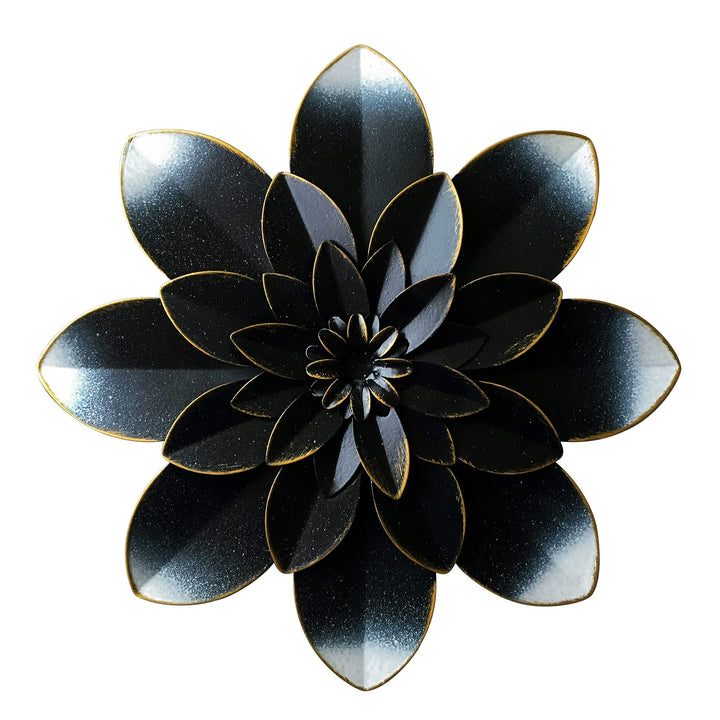 Picfarce Schwarze MetallBlumenWandkunstDekoration, 24,1 cm, rustikale, moderne Blumenskulptur, UsedL