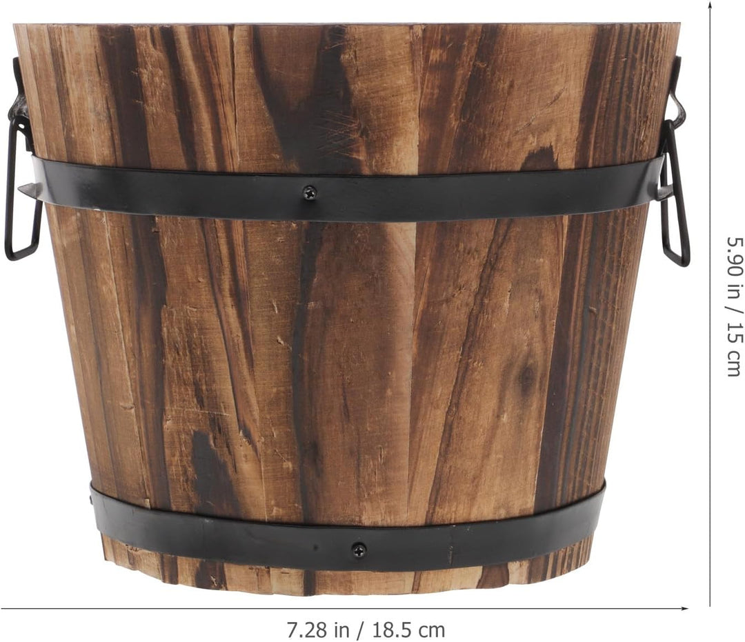 YARNOW 2 Stücke Holz Blumentöpfe Blumenkübel Holzfass Holzkübel Blumentopf Retro Holzeimer Rustikale