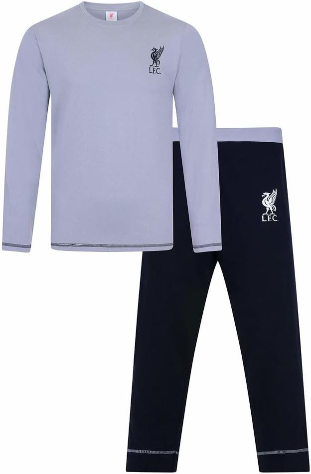 Herren Schlafanzug Liverpool Football Club, lang, Rot XXL Grau, XXL Grau