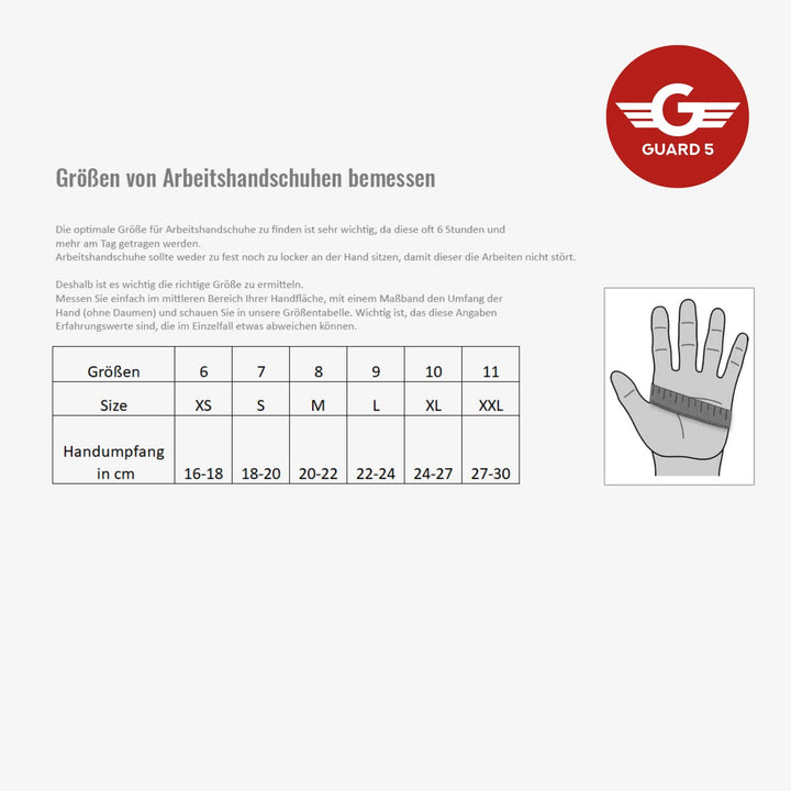 GUARD 5 - Leder Arbeitshandschuhe 5 Paar Gr.9 - Rind- Vollleder Handschuhe - hochwertiger, robuster