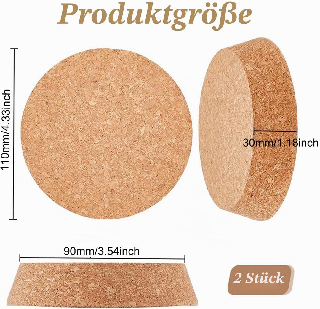2 Stück 110mm Grosse Korken Konische Korkstopfen aus Holz Natürliche Weichholzkorken Ersatzkorken Ru