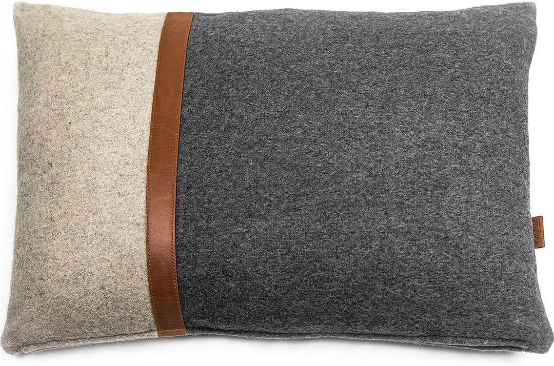 Miqio® Kissenbezug Oslo | Kissenhülle 40x60 cm für Sofakissen und Dekokissen | Aus Wolle und Leder |