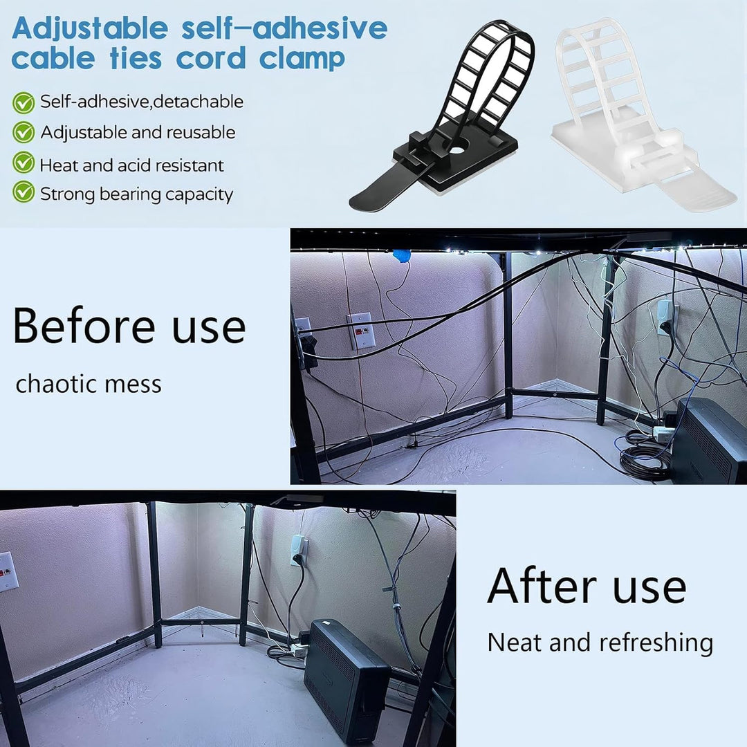 kabelhalter,Schreibtisch-Draht-Organizer Kabelbinder selbstklebende Kabelclips Kabelmanagement Kabel