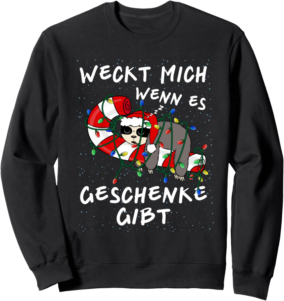 Weck Mich Wenn Es Geschenke gibt Weihnachts Lichterkette Sweatshirt