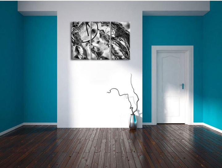 Pixxprint Traumfänger als Leinwandbild | Grösse: 3 Teilig (120x80) | Wandbild| Kunstdruck | fertig b
