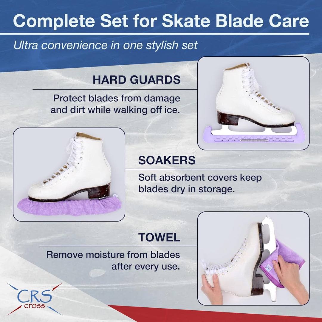 CRS Cross Schlittschuhschoner, Soaker und Handtuch, Geschenkset – Eislaufschoner und weiche Kufenabd