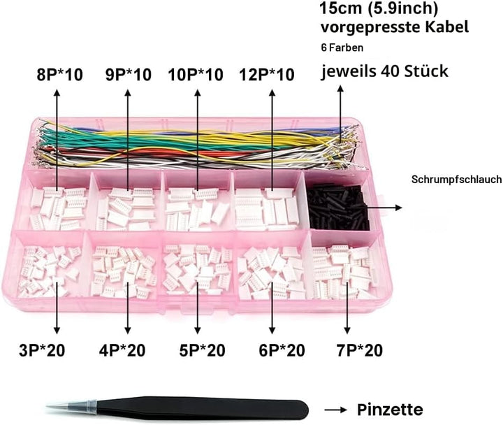 SH 1.0-Anschlüsse und vorgecrimpte Silikonkabel, kompatibel mit JST SH 1,0 mm für FPV-Drohnen-Flugco