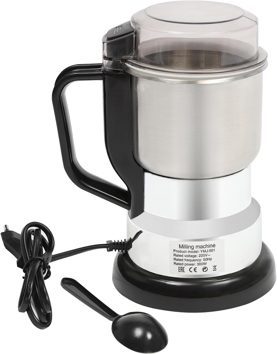 500ml Elektrische Kaffeemühle, Gewürzmühle mit Löffel Pinsel Anti-Rutsch-Basis für Getreide Bohnen G
