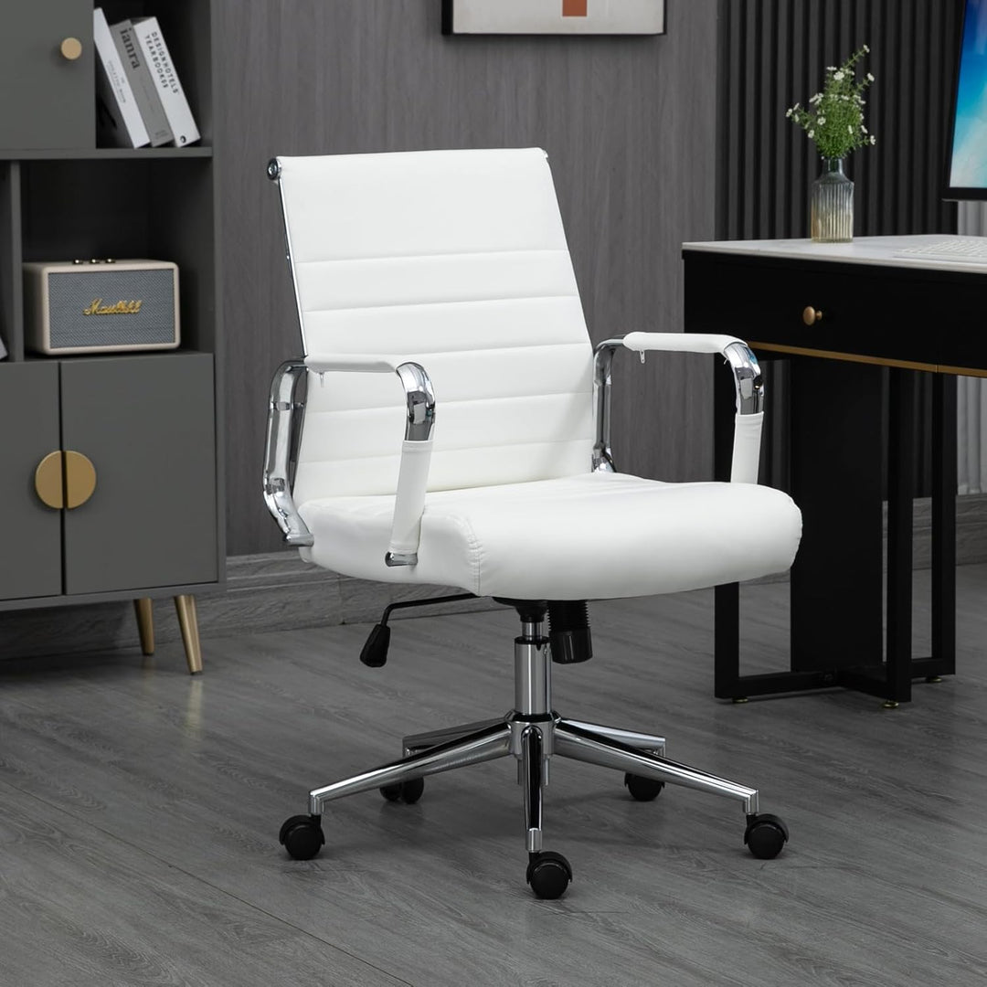 SVITA Office Comfort Bürostuhl Schreibtischstuhl Drehstuhl Chefsessel Kunstleder Weiss Weiss Kunstle