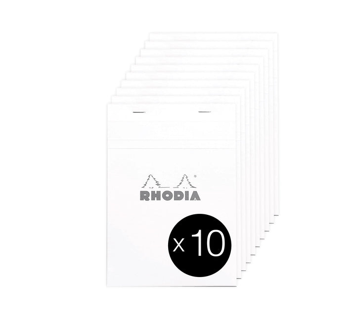 Rhodia 16201C - Packung mit 10 Notizblöcken No.16, DIN A5 80 Blätter kariert 80g, Weiss, 1 Pack Weis