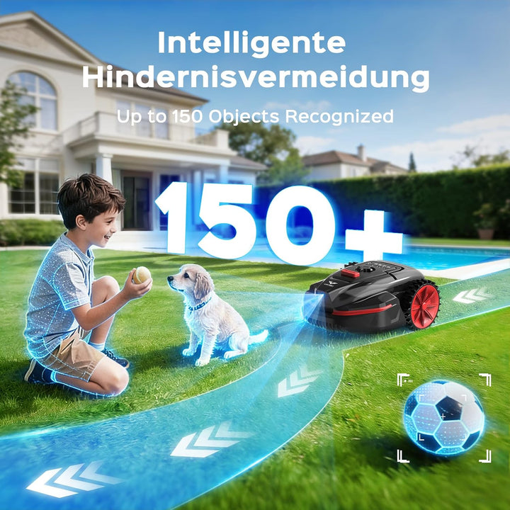 V3 Mähroboter ohne Begrenzungskabel, KI-Visionsnavigation, 150+ Hinderniserkennung, App-Steuerung, b