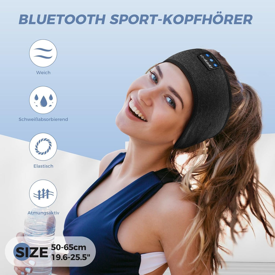 LC-dolida Schlafkopfhörer Bluetooth 5.4, Schlaf Stirnband Kopfhörer Headband Schlafmaske, Sportskopf