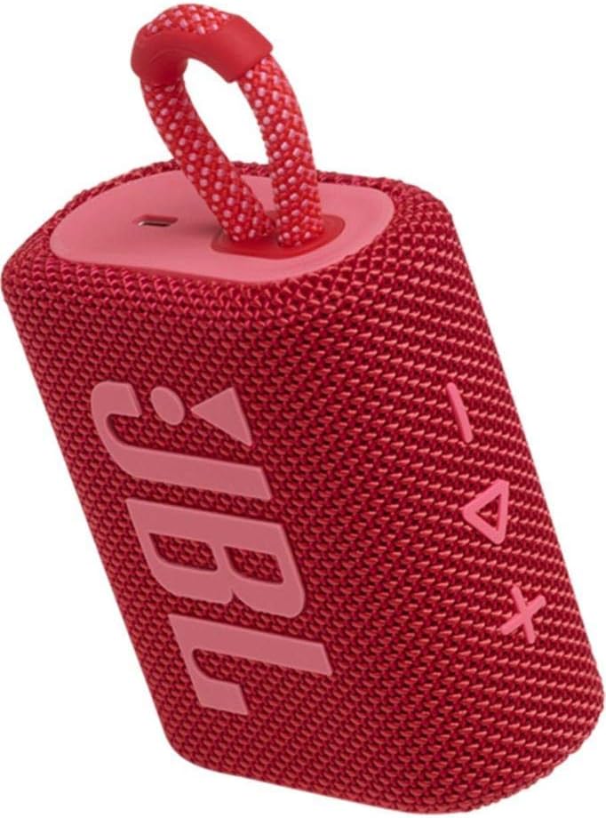 JBL GO 3 kleine Bluetooth Box in Rot – Wasserfester, tragbarer Lautsprecher für unterwegs – Bis zu 5