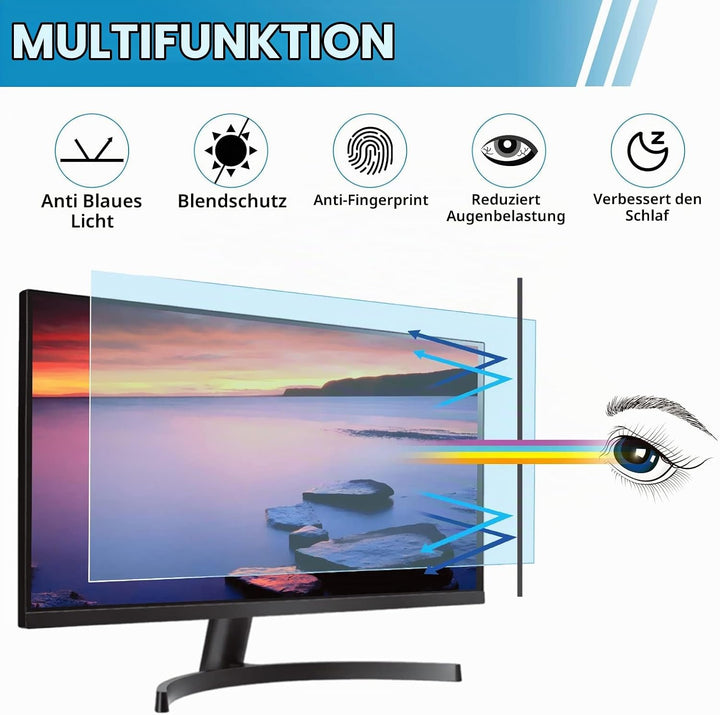 SOPPY Anti-Blaulichtfilter Displayschutzfolie für 24 Zoll Computer Monitor, Abnehmbar Premium Blauli