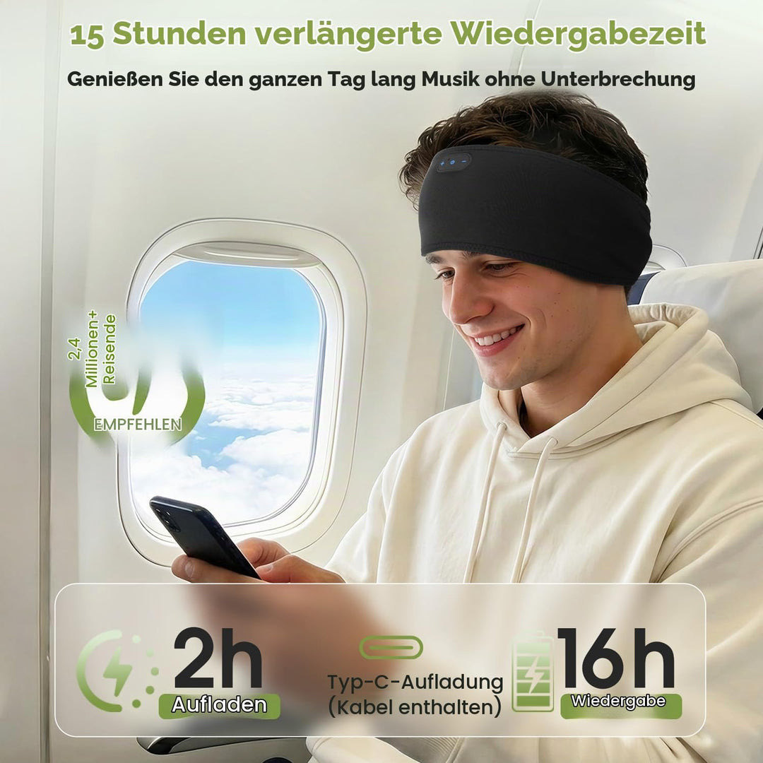 LC-dolida Schlafkopfhörer Bluetooth Kopfhörer Stirnband,Ultraweiche Bettkopfhörer Schlaf Stirnband a